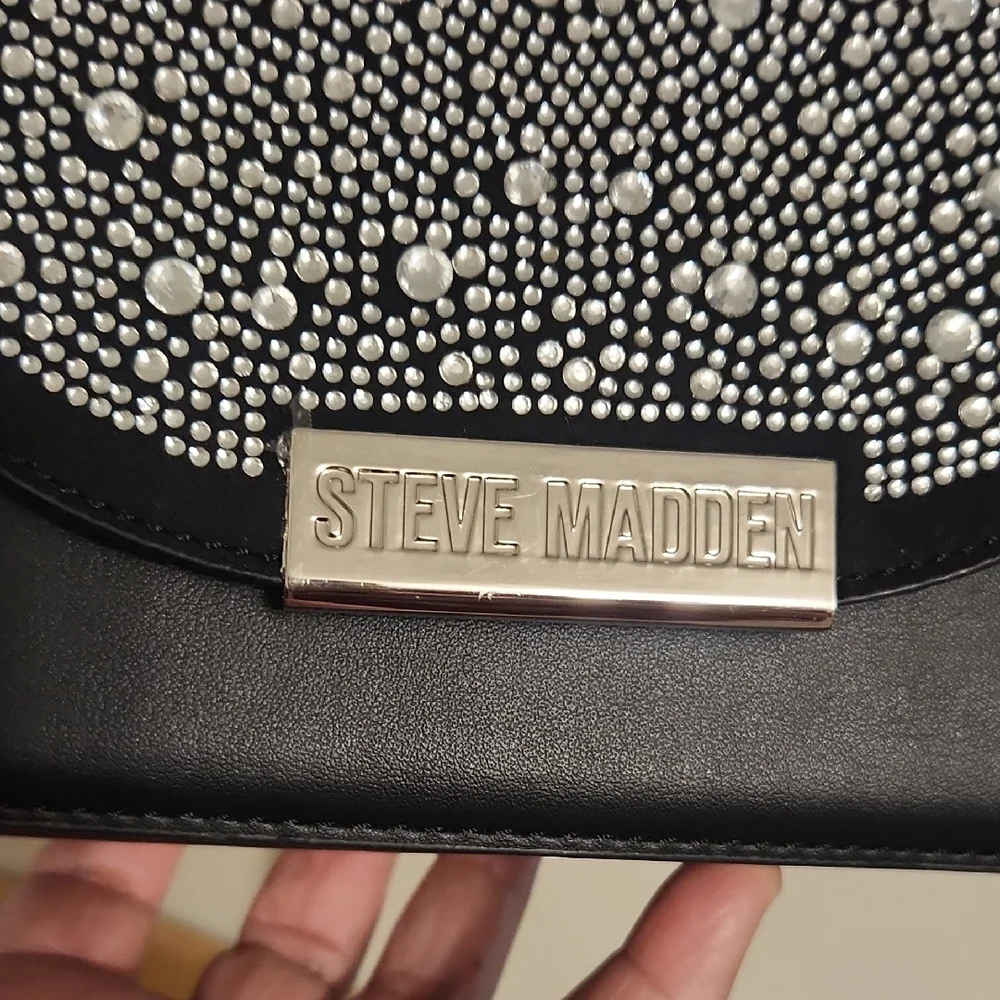 Steve Madden Black Crossbody Bag with Silver Accents NWT